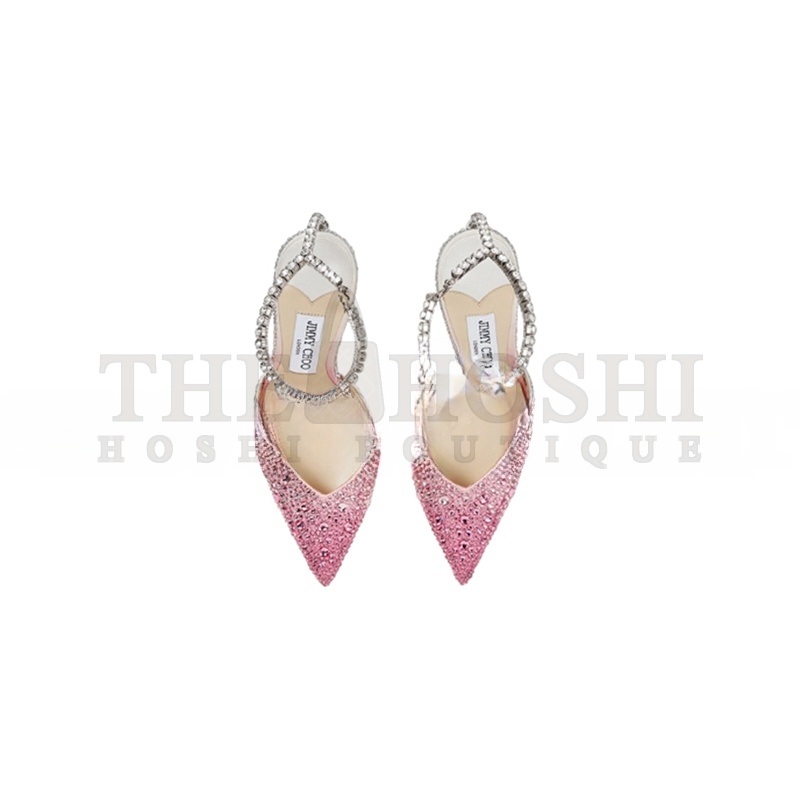 J1m*y Ch00 CANDY PINK SATIN PUMPS WITH CRYSTALS SAEDA100ZPJ Master Quality